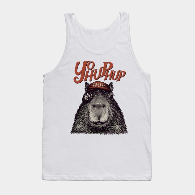 Capyrate - YoHupHup Red Pirate Capybara Yo Ho Ho Yohoho | Capy Yuzu Tank Top by anycolordesigns